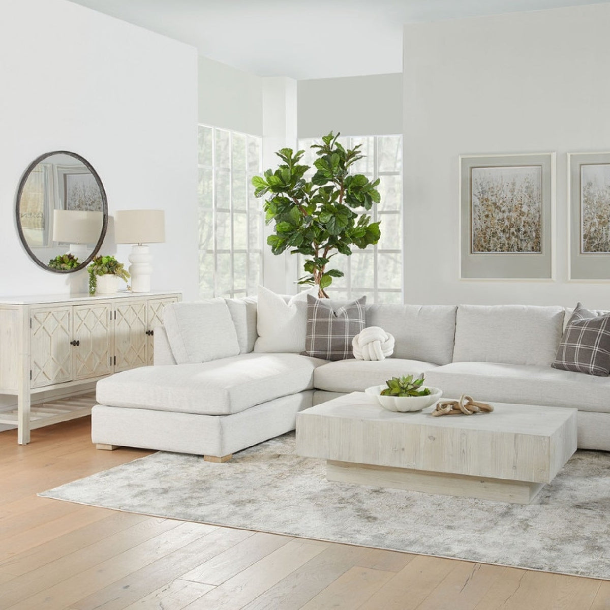Whitewashed Pine Wood Coffee Table | Living Essentials Montauk