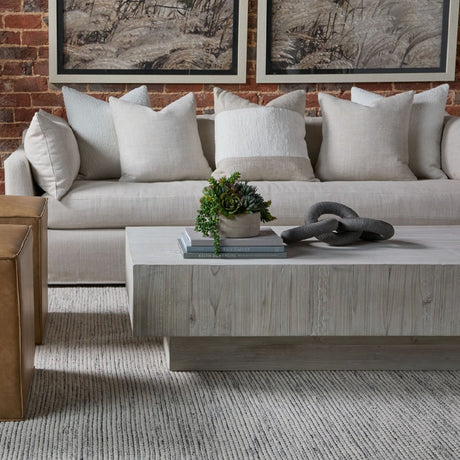Whitewashed Pine Wood Coffee Table | Living Essentials Montauk