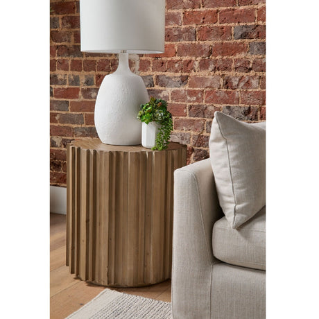 Fluted Pine End Table | Living Essentials Roma