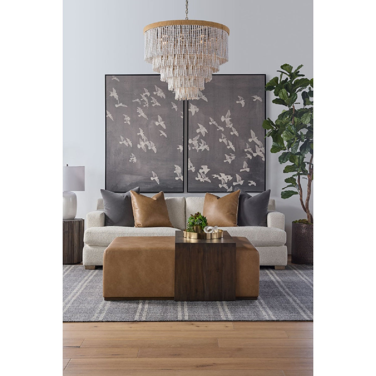 Fluted Pine Accent Table | Living Essentials Roma
