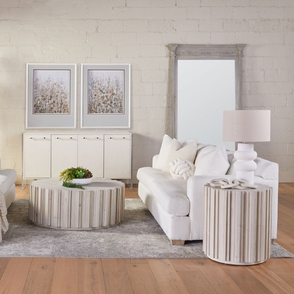 Fluted Pine Accent Table | Living Essentials Roma
