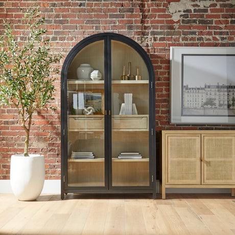 Black Birch Arched Display Cabinet | Living Essentials Toulouse