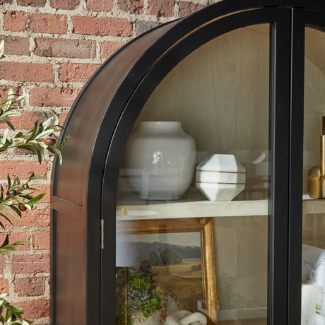 Black Birch Arched Display Cabinet | Living Essentials Toulouse