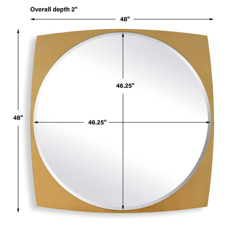 Modern European furniture - Antique Brass Beveled Round Mirror - www.oroa.com