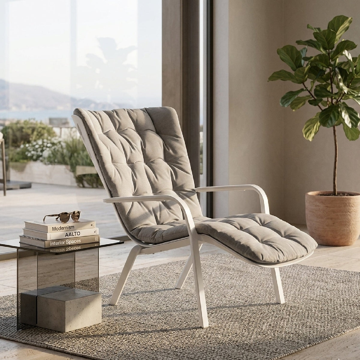 Square Perforated Reclining Outdoor Armchair | Nardi Folio