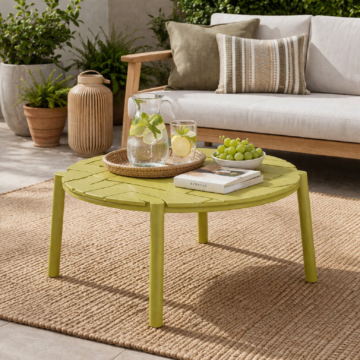 Slatted Round Outdoor Coffee Table | Nardi Doga