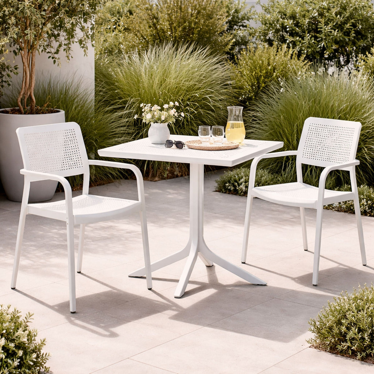 Perforated Square 4-Spoke Outdoor Dining Table | Nardi Clip