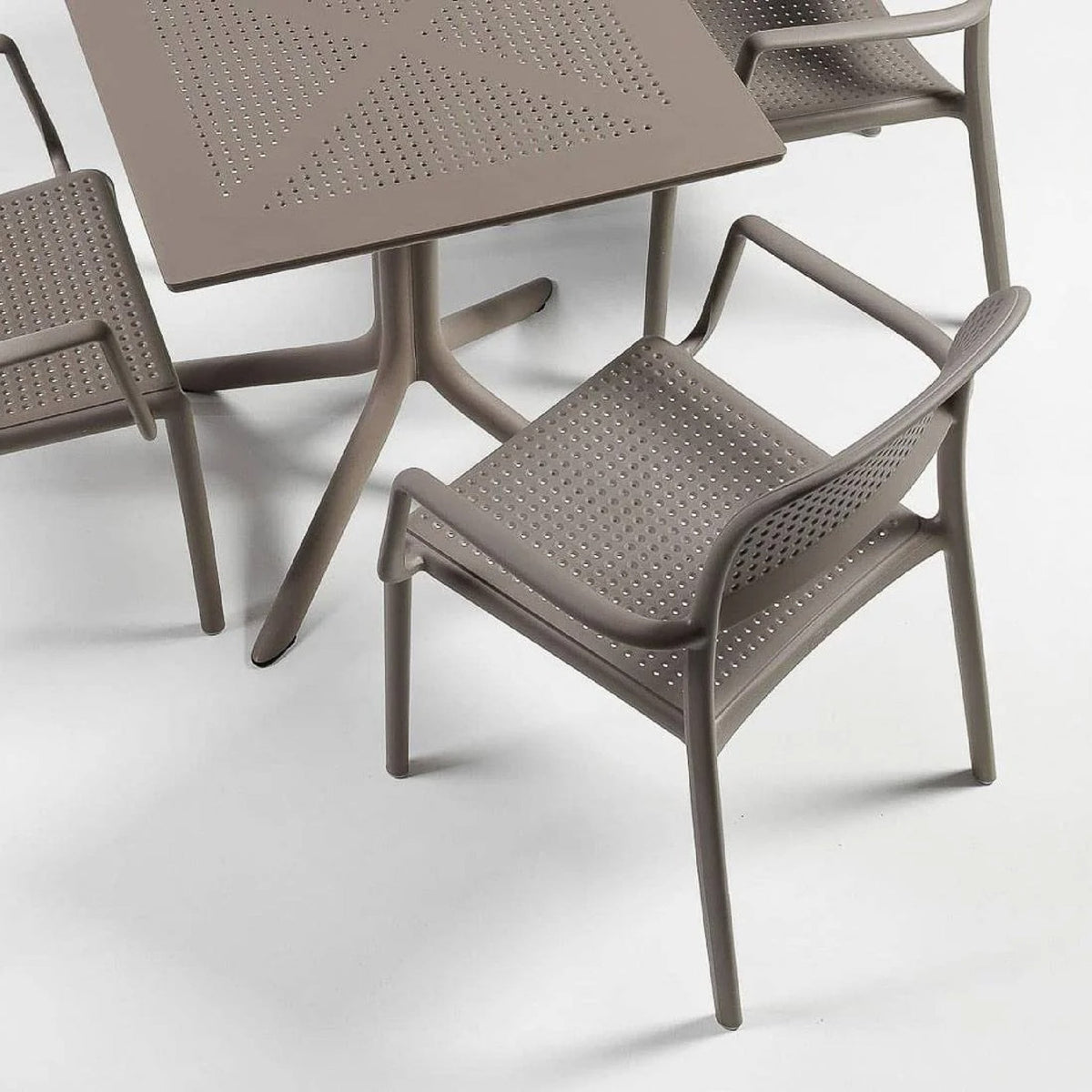 Perforated Square 4-Spoke Outdoor Dining Table | Nardi Clip
