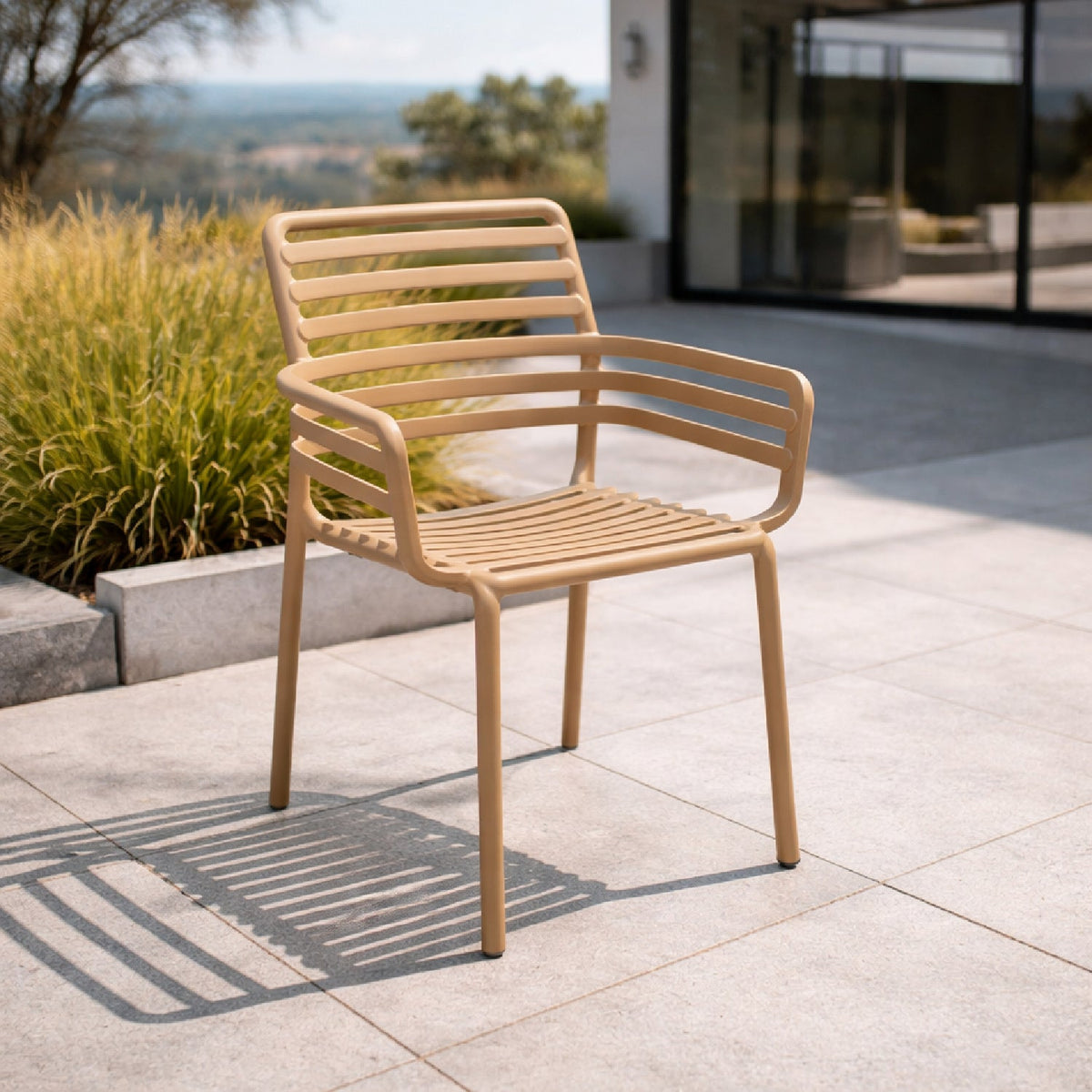 Slatted Outdoor Monobloc Dining Armchair | Nardi Doga