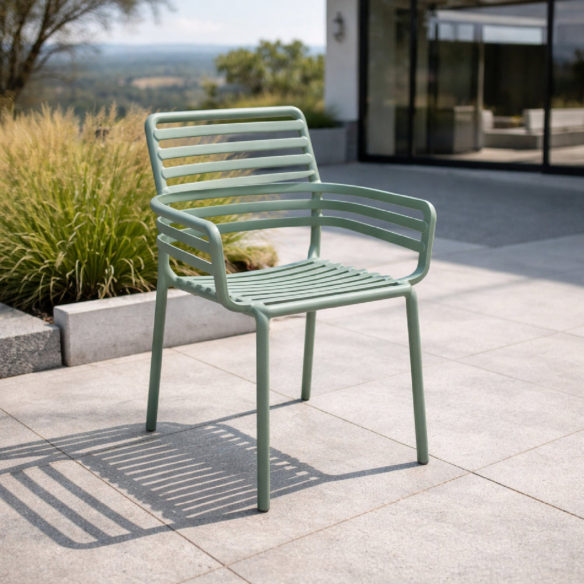 Slatted Outdoor Monobloc Dining Armchair | Nardi Doga
