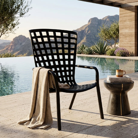 Square Perforated Reclining Outdoor Armchair | Nardi Folio