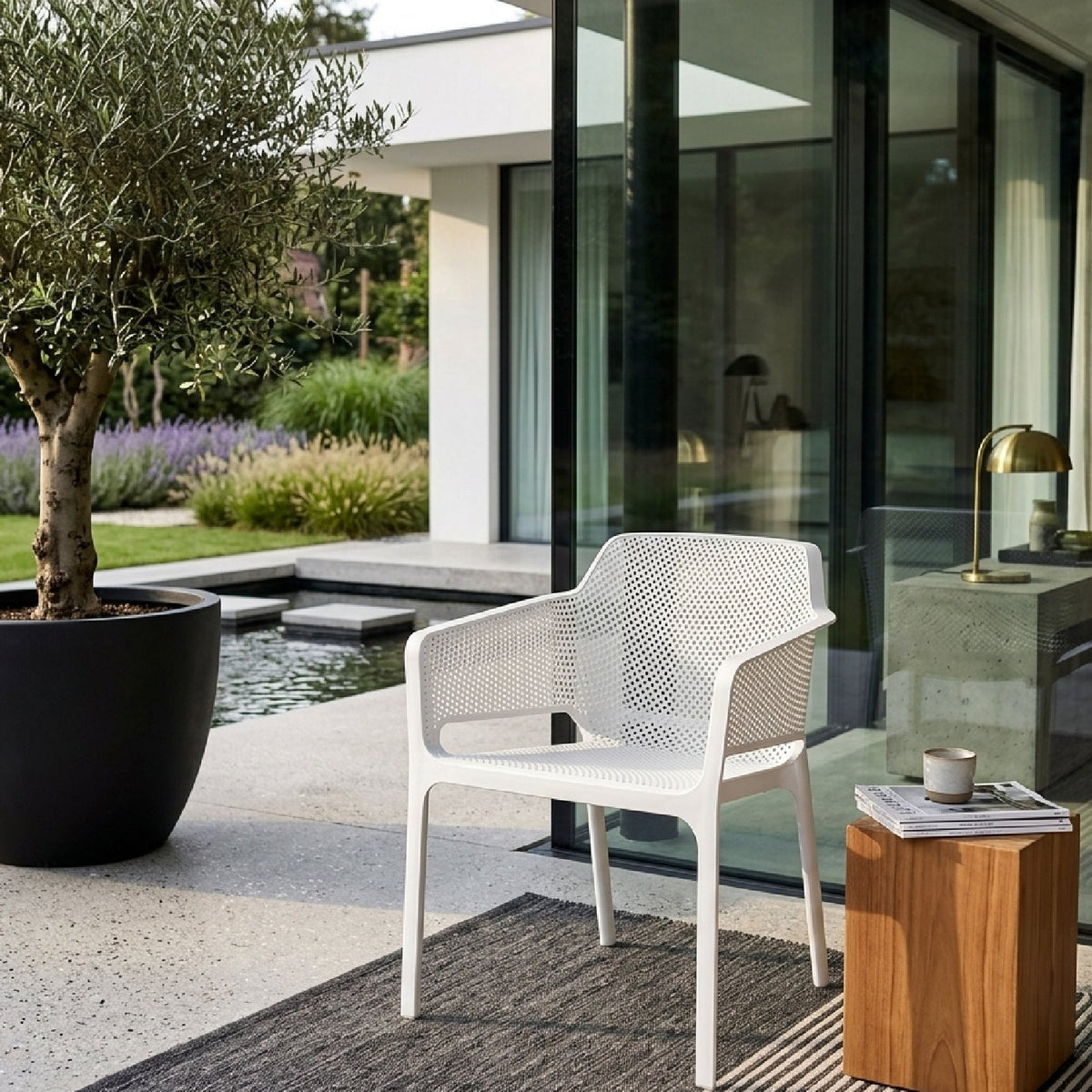 Square Perforated Outdoor Dining Armchair | Nardi Net