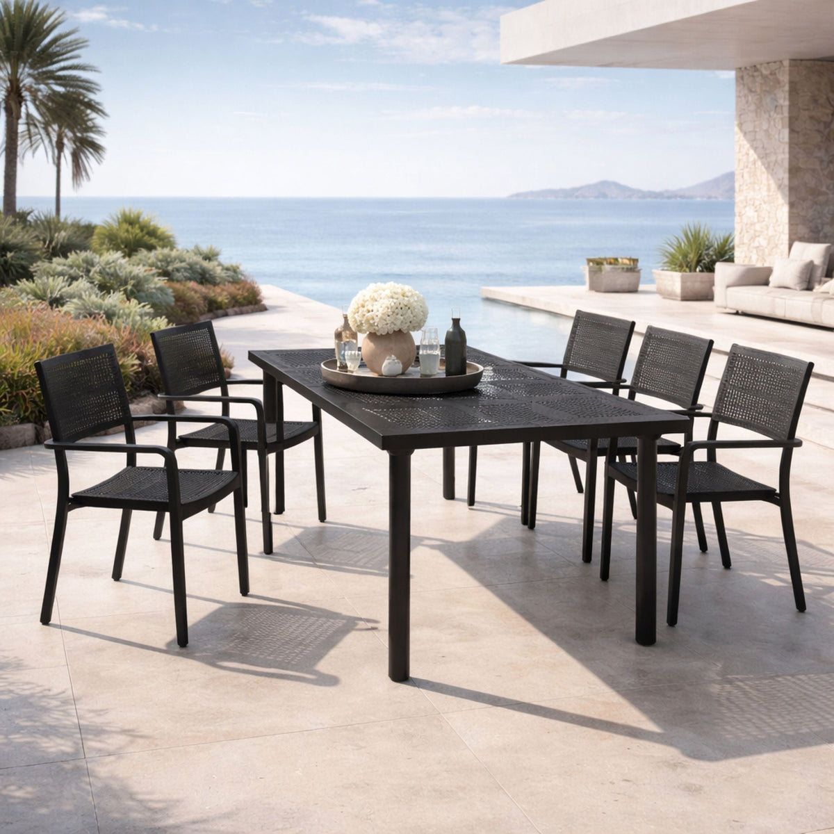 Extendable Outdoor Dining Table with Umbrella Hole | Nardi Libeccio