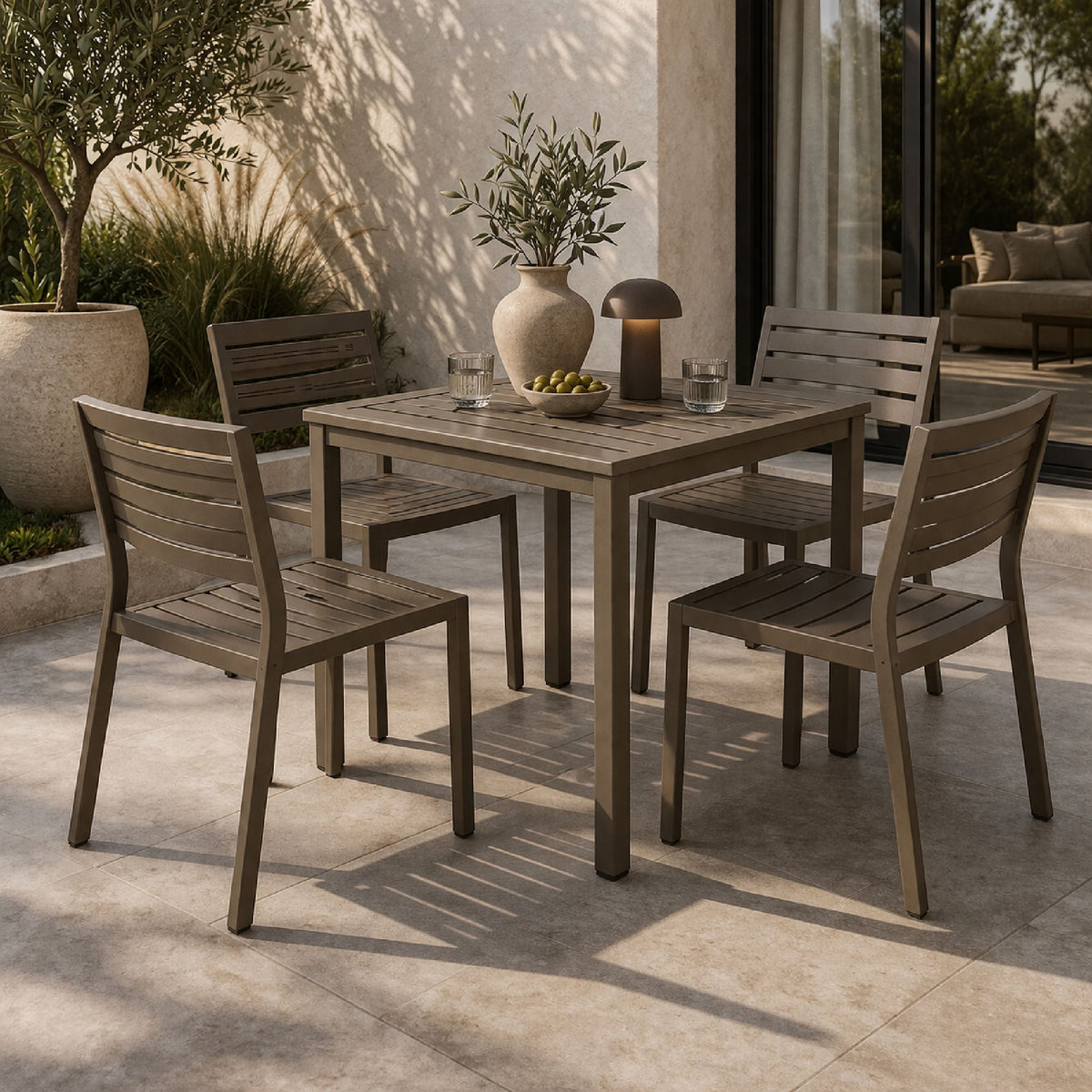 Square Slatted Outdoor Dining Table | Nardi Cube