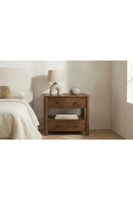 Modern European furniture - 2-Drawer Wooden Charging Nightstand - www.oroa.com