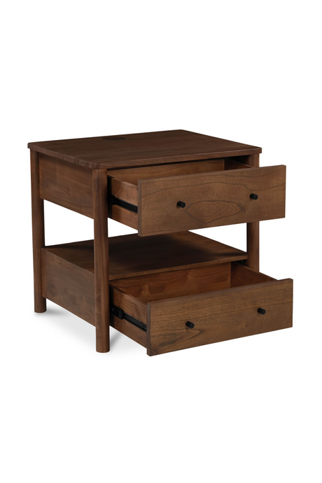 Modern European furniture - 2-Drawer Wooden Charging Nightstand - www.oroa.com