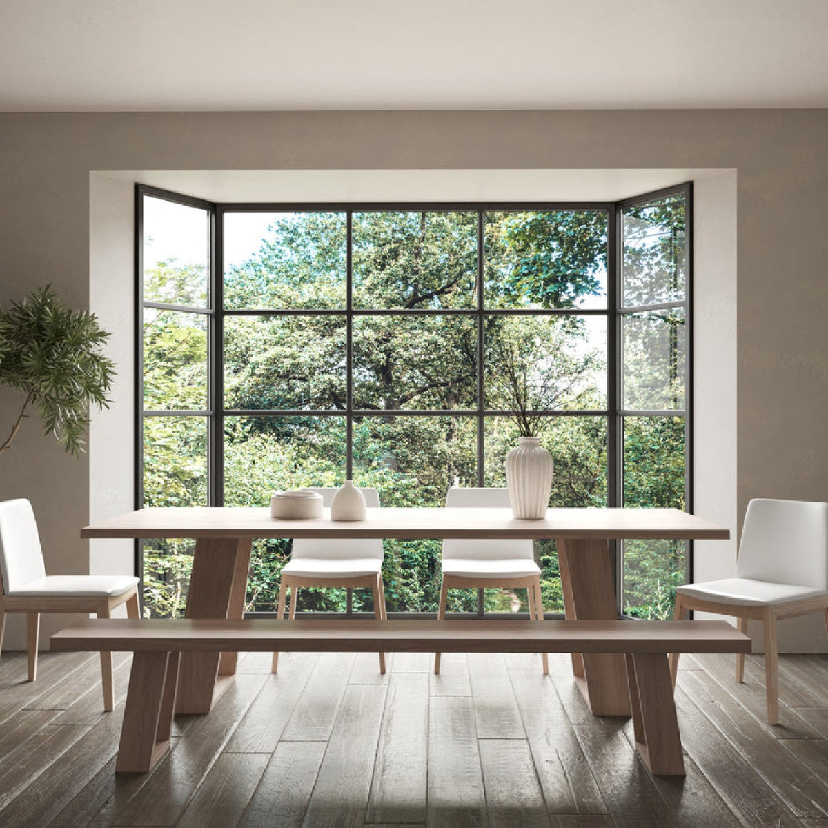 Oak Framed Padded Dining Chairs (2) | Novi Living Deco