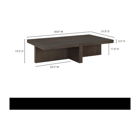 Modern European furniture - Oak Cross-Base Rectangular Coffee Table - www.oroa.com