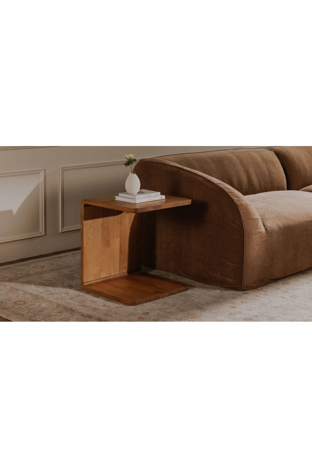 Modern European furniture - C-Shape Oak Side Table - www.oroa.com