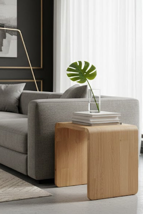 Modern European furniture - C-Shape Oak Side Table - www.oroa.com