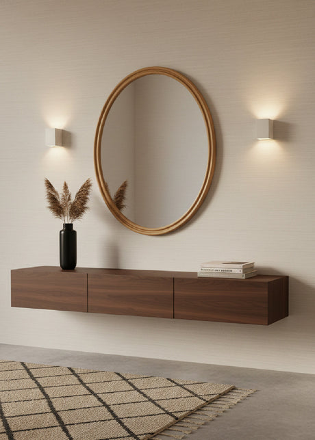 Modern European furniture - Oak Oval Wall Mirror - www.oroa.com