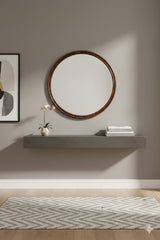 Modern European furniture - Oak Round Wall Mirror - www.oroa.com