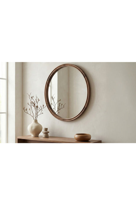Modern European furniture - Oak Round Wall Mirror - www.oroa.com