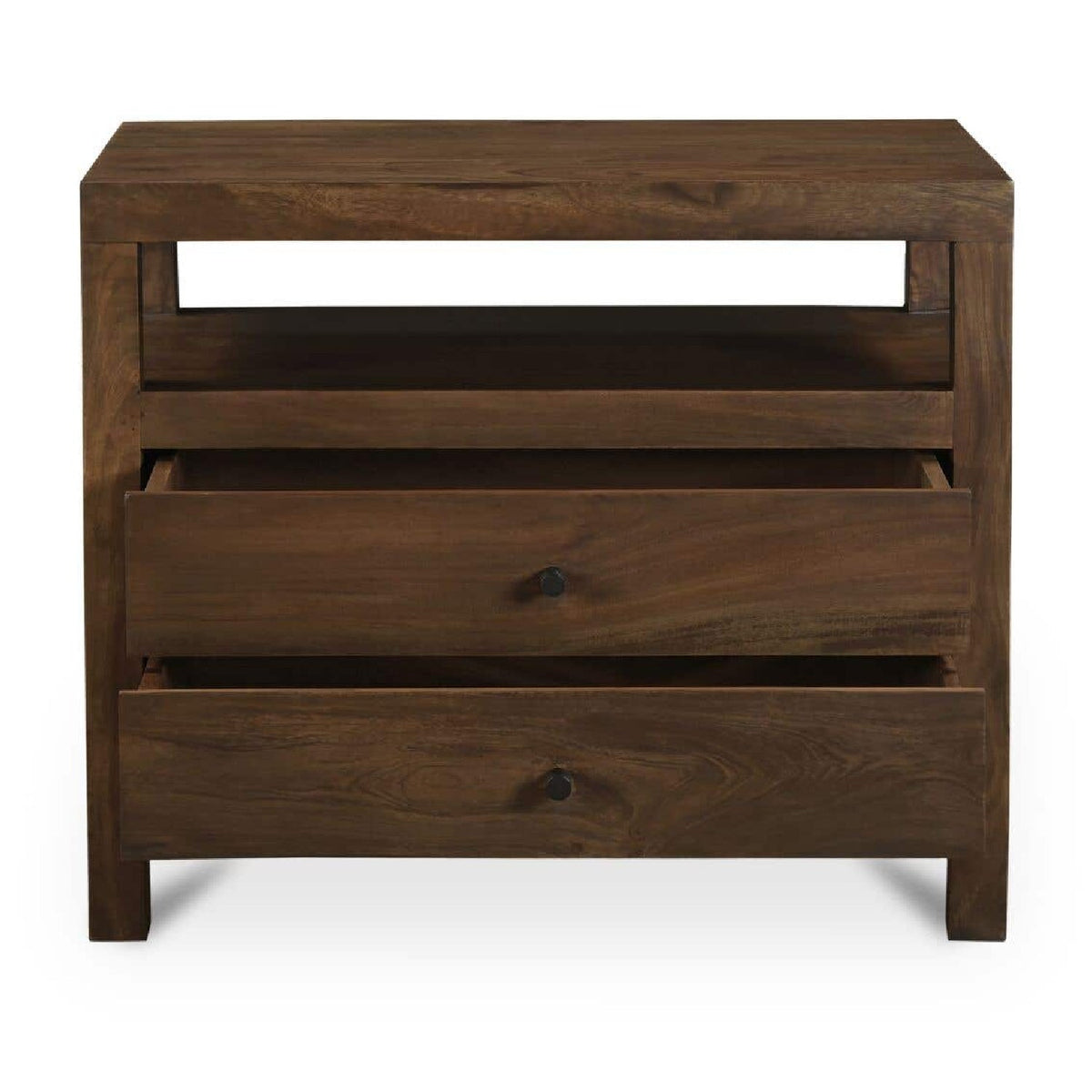 Modern European furniture - Brown Wooden 2-Drawer Nightstand - www.oroa.com