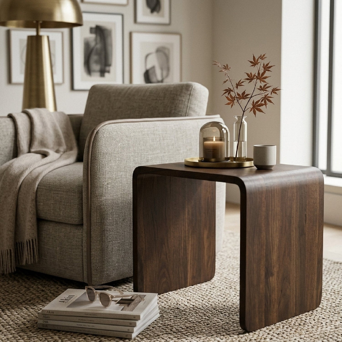 Modern European furniture - C-Shape Oak Side Table - www.oroa.com