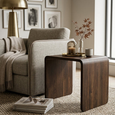 Modern European furniture - C-Shape Oak Side Table - www.oroa.com