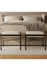 Modern European furniture - Iron Framed Cream Stool - www.oroa.com