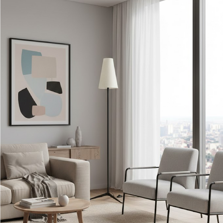 Modern European furniture - White Linen Shade Floor Lamp - www.oroa.com