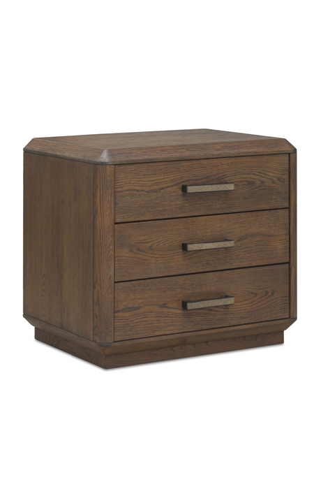 Modern European furniture - Brown Oak 3-Drawer Nightstand - www.oroa.com