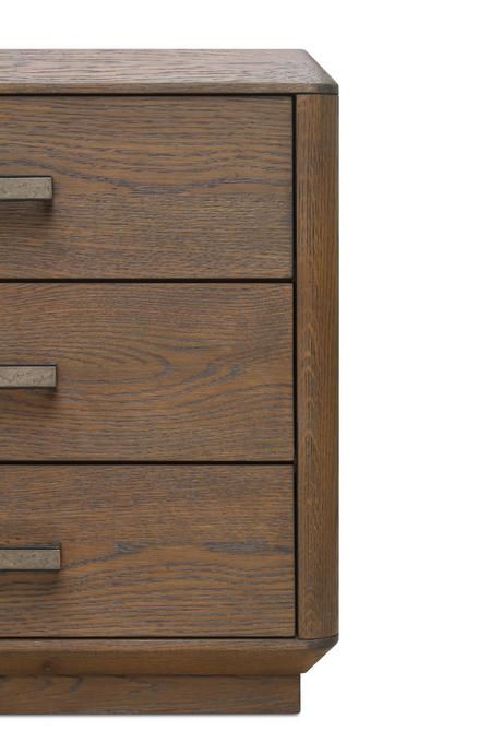 Modern European furniture - Brown Oak 3-Drawer Nightstand - www.oroa.com