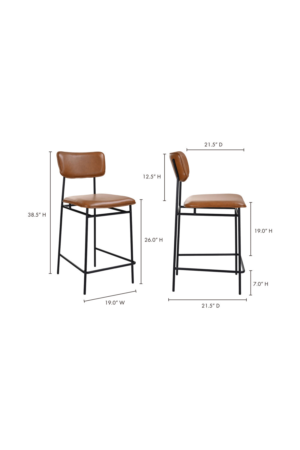 Modern European furniture - Brown Leather Counter Stool - www.oroa.com