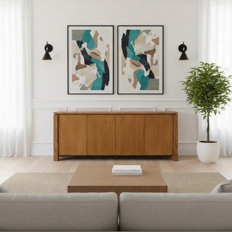 Modern European furniture - Oak Rustic 4-Door Sideboard - www.oroa.com