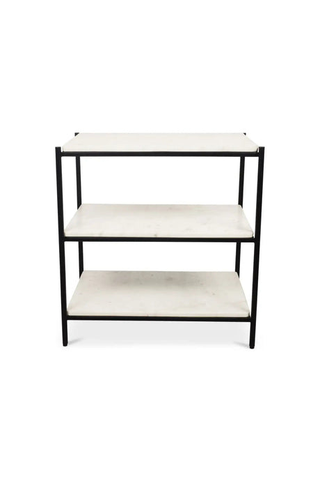 Modern European furniture - White Marble 3-Layer Nightstand - www.oroa.com