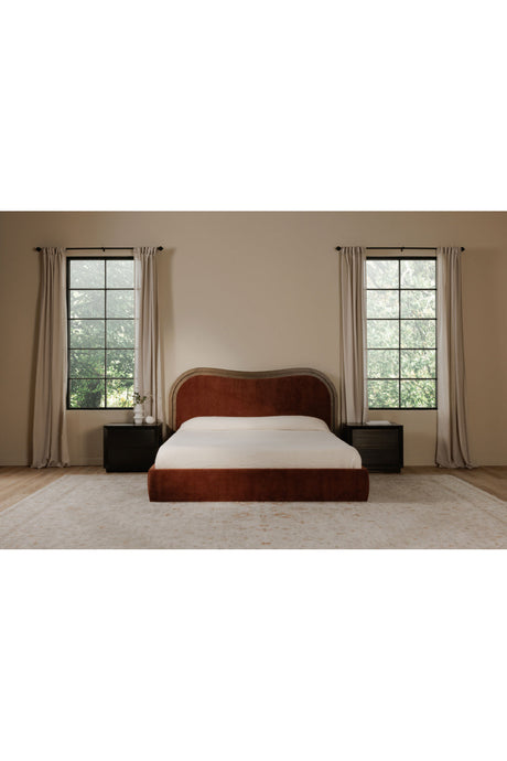 Modern European furniture - Brown Wave Headboard Bed - www.oroa.com