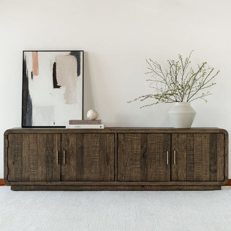 Modern European furniture - Rustic Pine 4-Door Media Cabinet - www.oroa.com