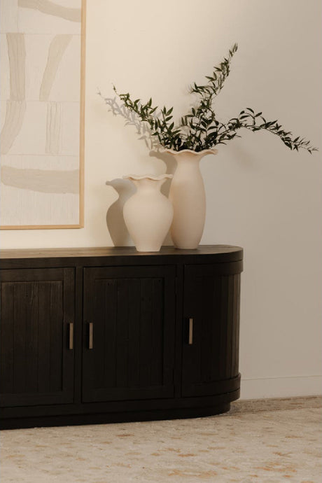 Modern European furniture - Pine Wood 4-Door Media Cabinet - www.oroa.com