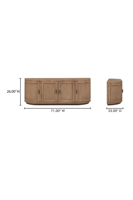 Modern European furniture - Pine Wood 4-Door Media Cabinet - www.oroa.com