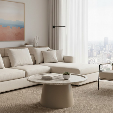 Modern European furniture - Round Marble Tray Coffee Table - www.oroa.com
