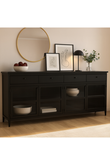 Modern European furniture - Black Metal 4-Door Sideboard - www.oroa.com