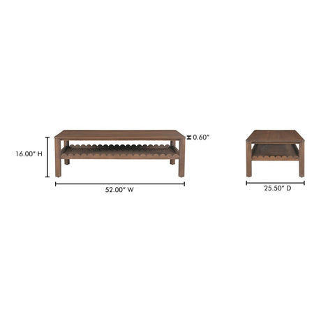 Modern European furniture - Wooden Scalloped Coffee Table - www.oroa.com