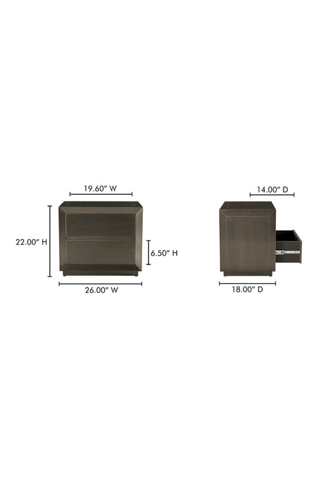 Modern European furniture - Bronze 2-Drawer Nightstand - www.oroa.com