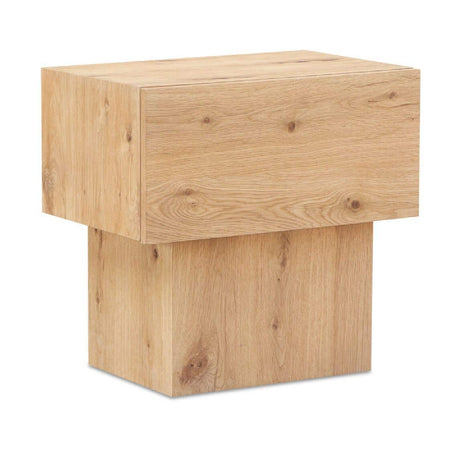 Natural Oak Block Nightstand | Novi Living Shawn