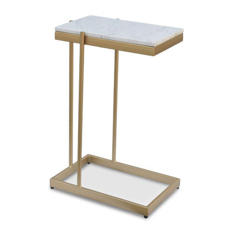 Modern European furniture - Gold-Framed Marble Side Table - www.oroa.com