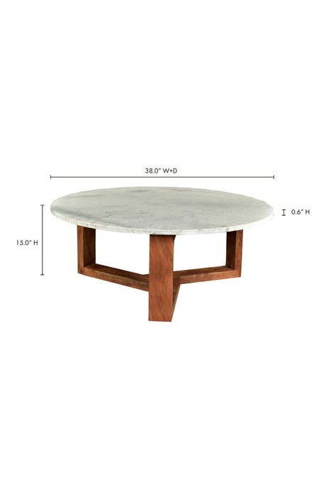 Modern European furniture - Wooden Base Marble Coffee Table - www.oroa.com