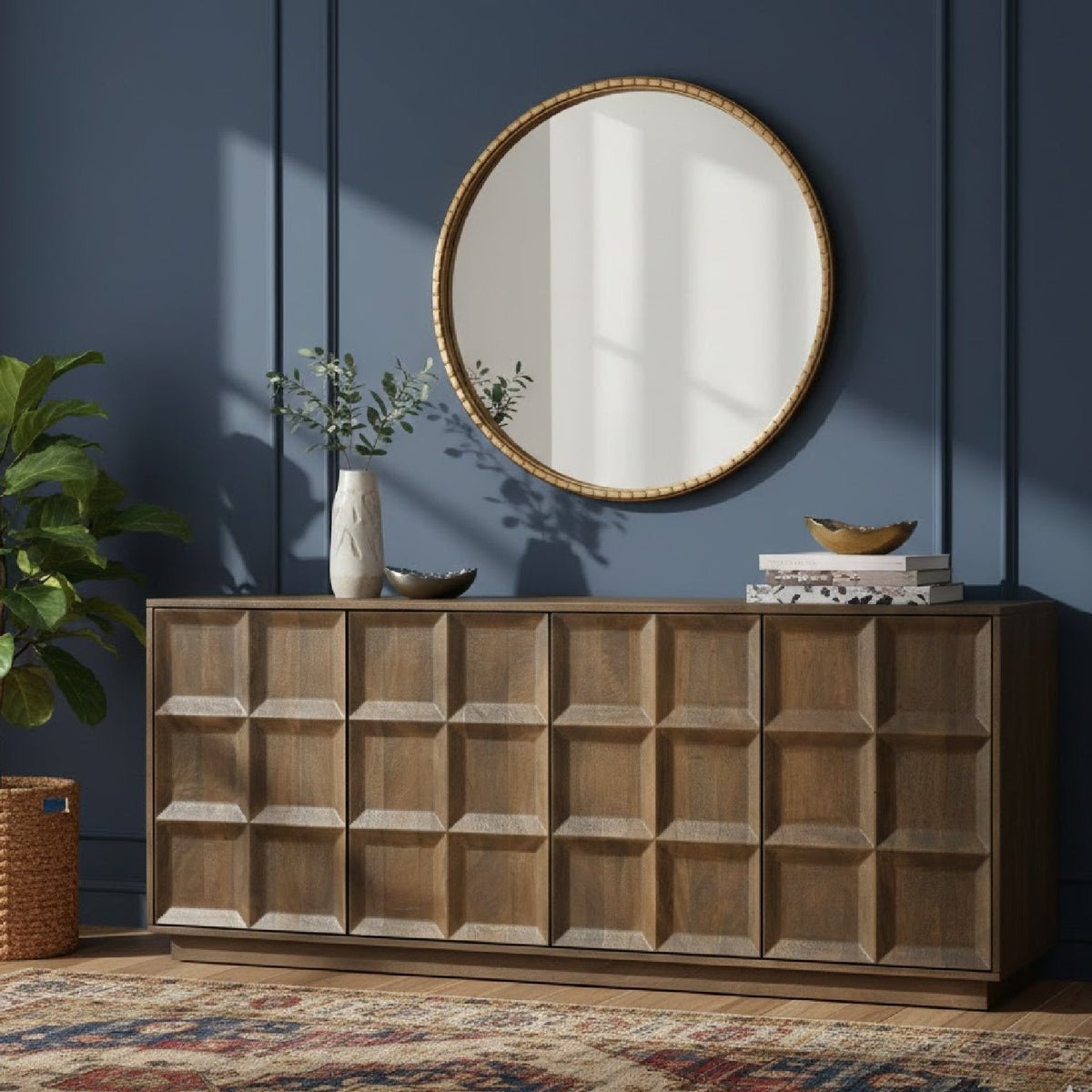Modern European furniture - 4-Door Mango Wood Sideboard - www.oroa.com