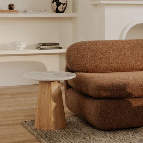 Modern European furniture - Round Gray Marble Accent Table - www.oroa.com